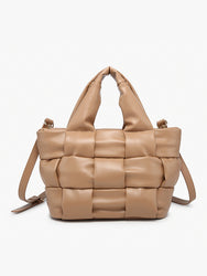 EH2572 Taupe Magdelena Woven Small Tote w/ Crossbody Strap