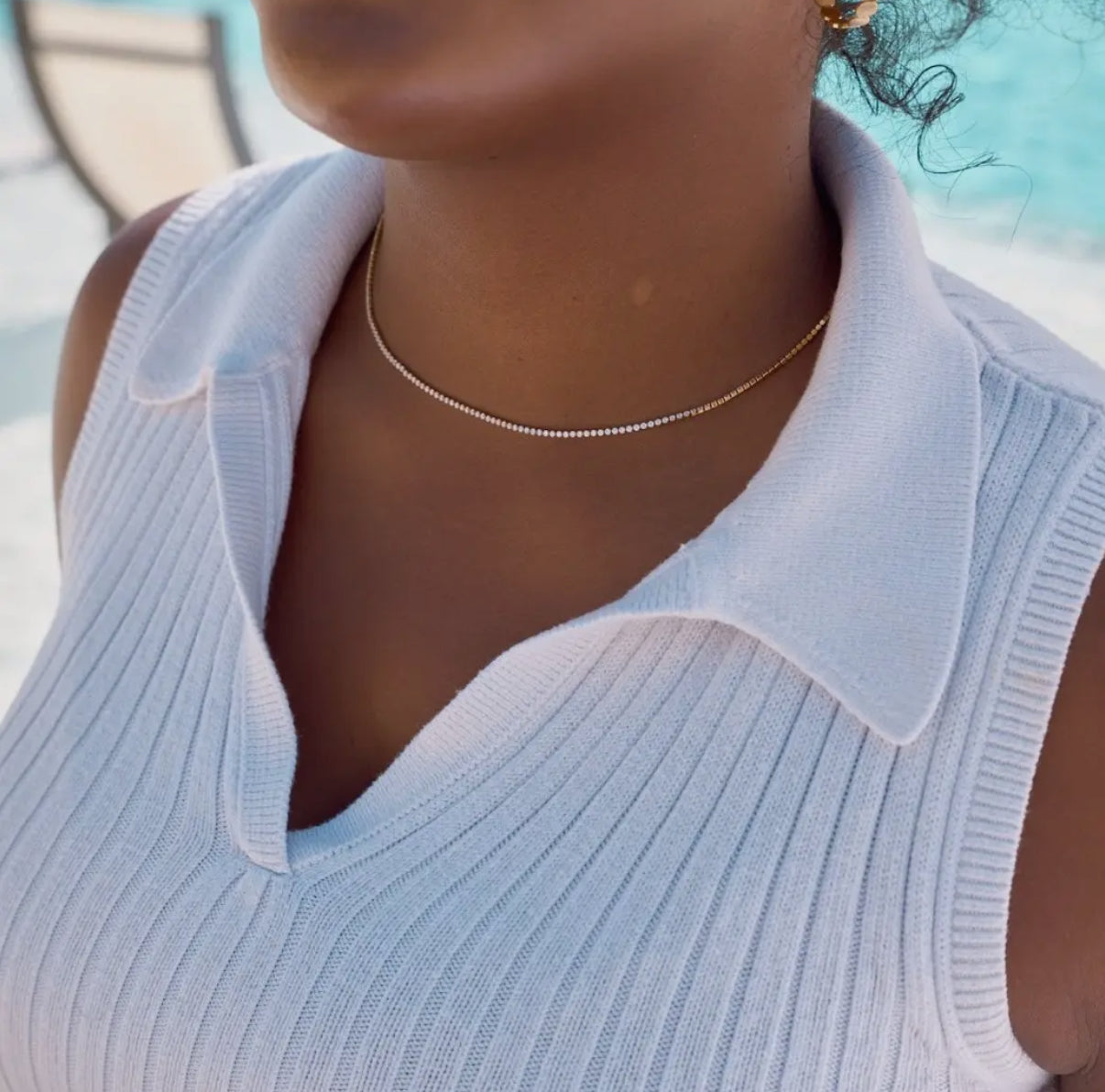 Waterproof micro tennis necklace