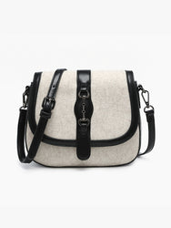M2588 White with Black Vanna Woven Contrast Crossbody