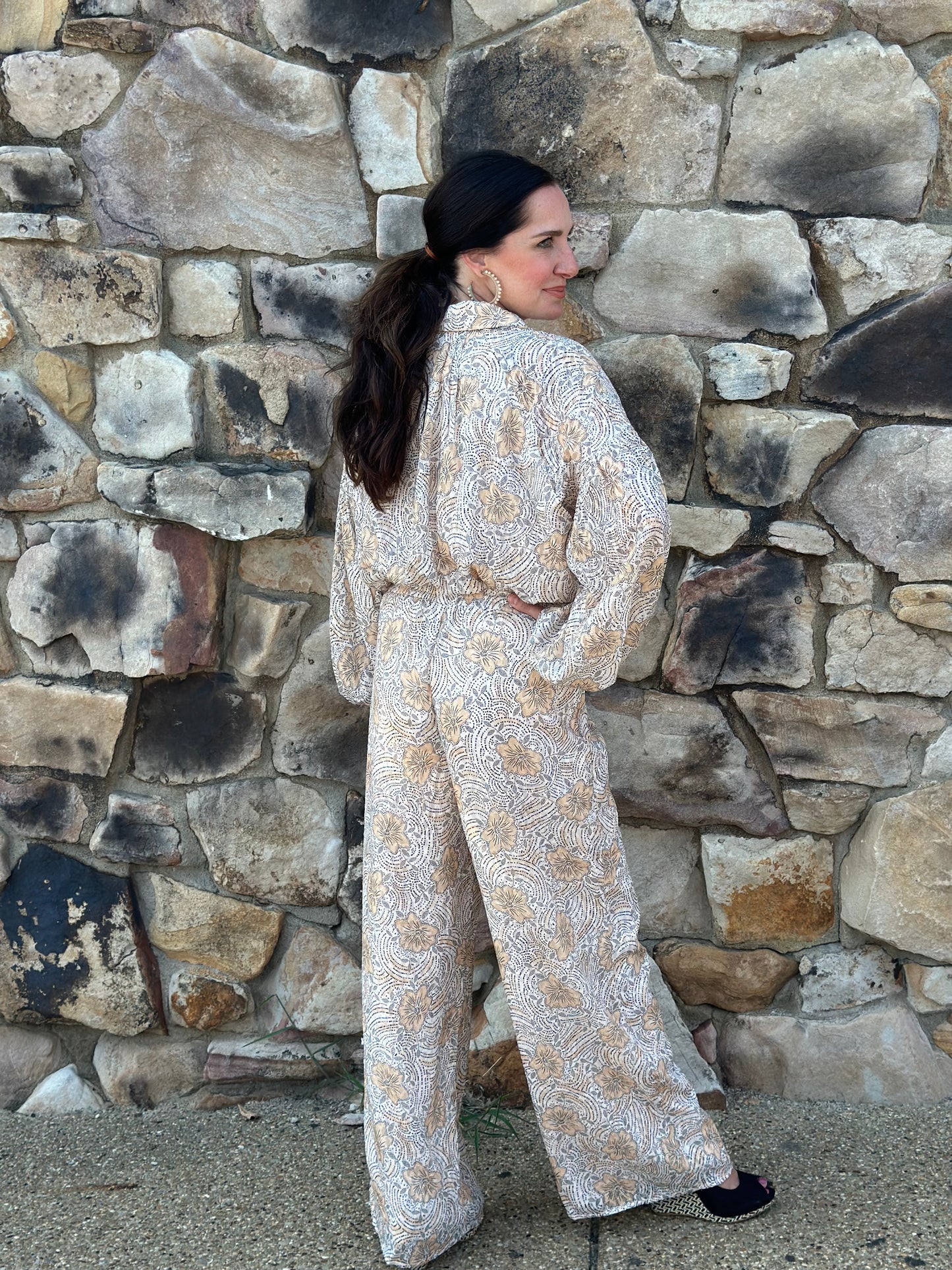 Floral print chiffon pant