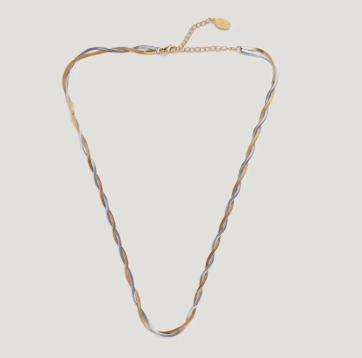 Mixed metal herringbone necklace a