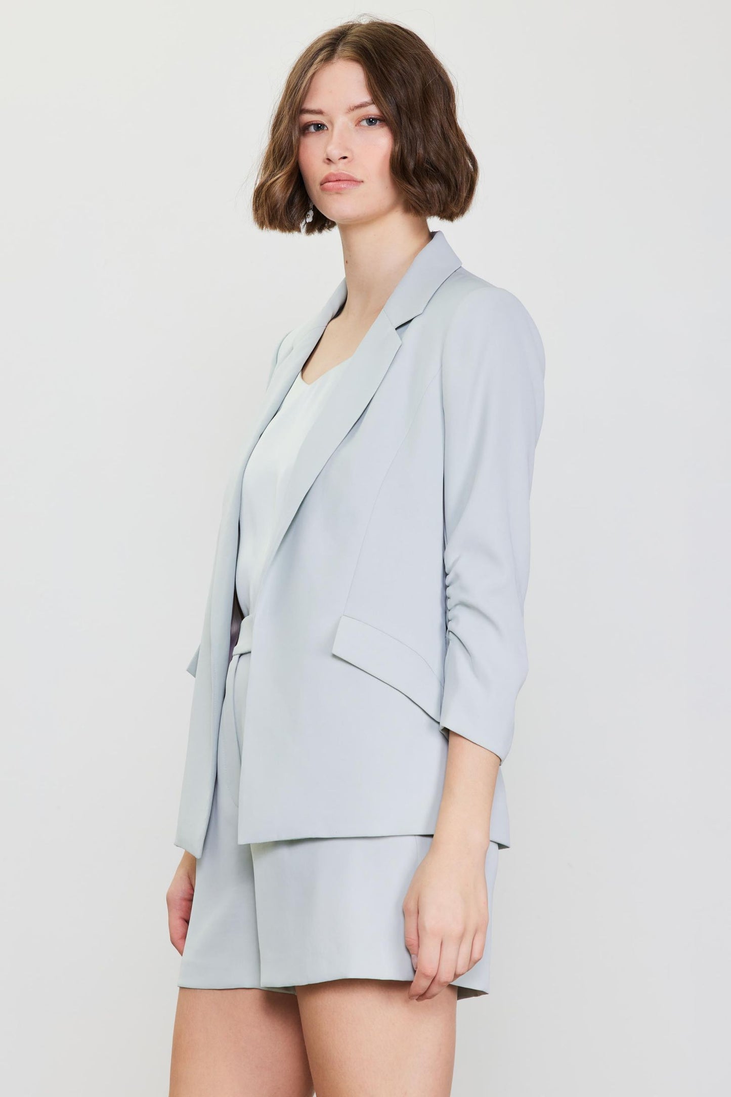 Dove Grey shirted sleeve blazer