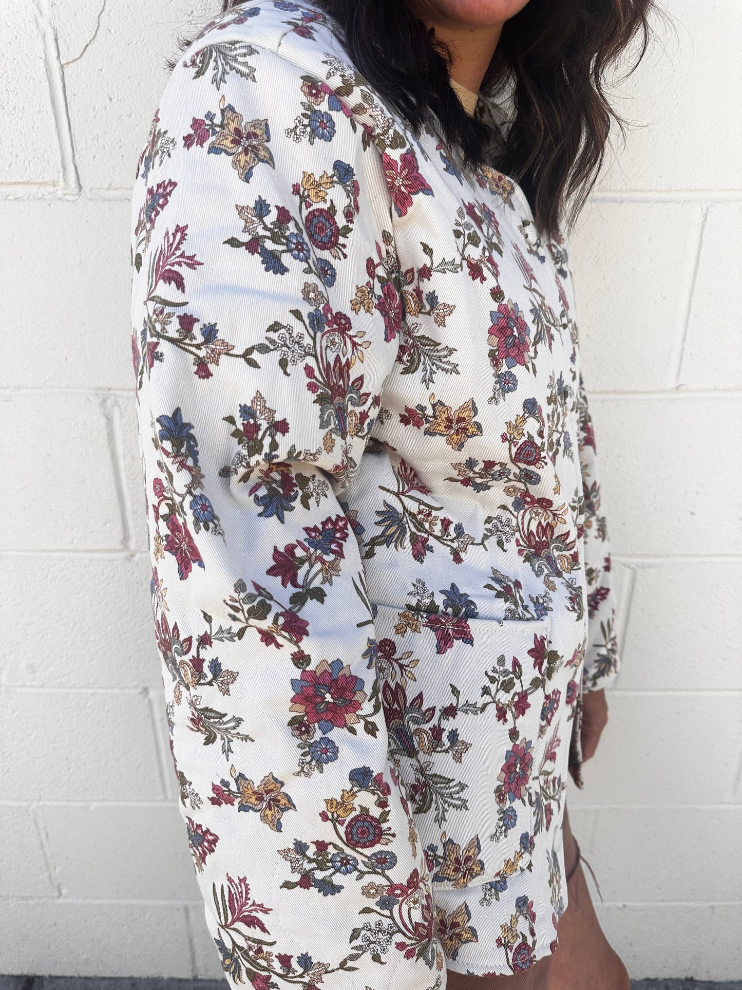 Floral print quilted jacket