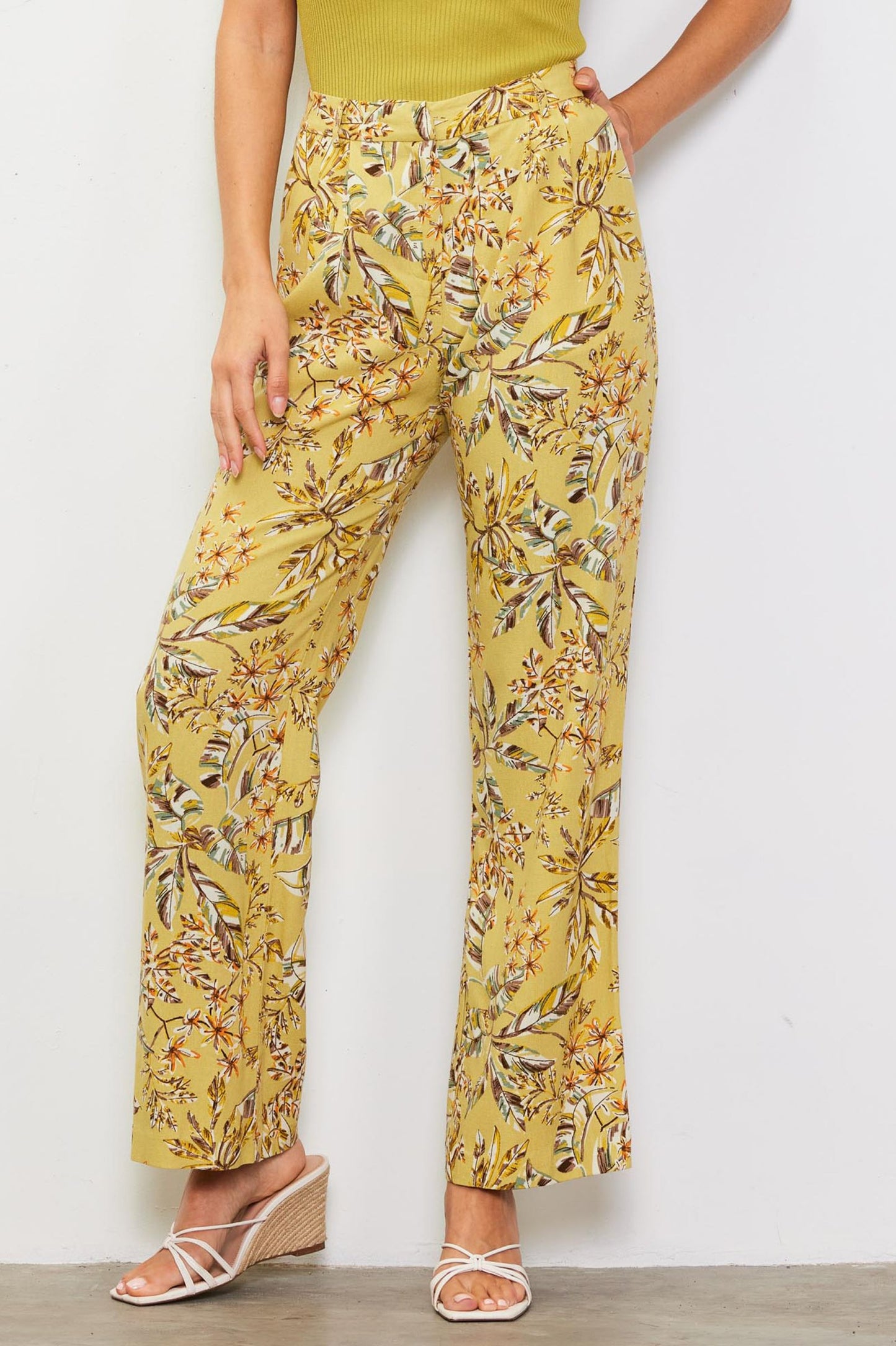 Linen Pistachio Print Pants