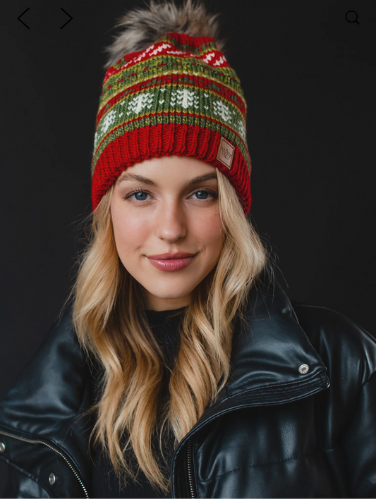 Red and Green Christmas Beanie