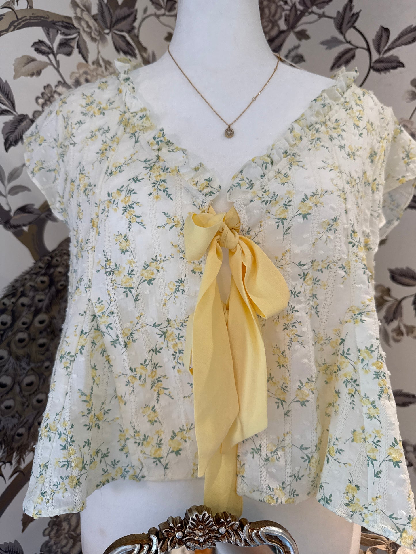 Yellow bow floral top