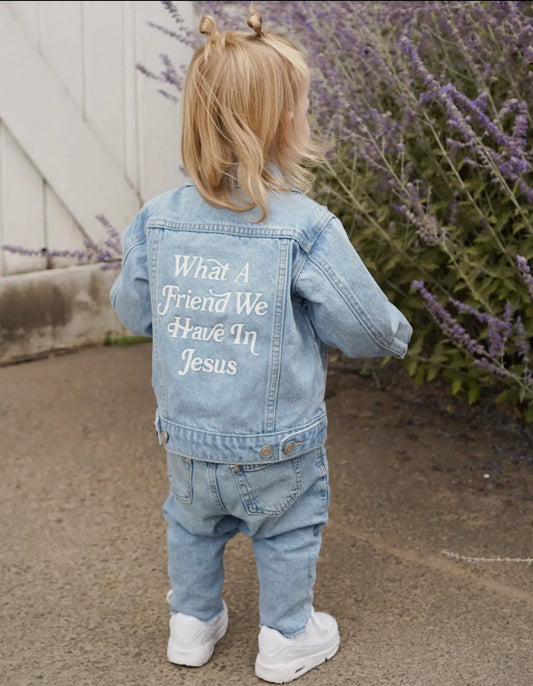 What a friend we have in Jesus kids Jean jacket