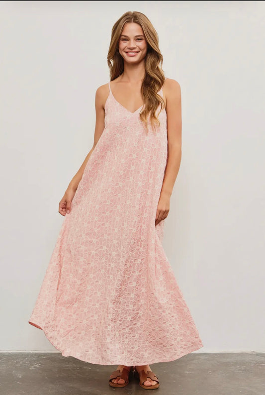Long Pink flower dress