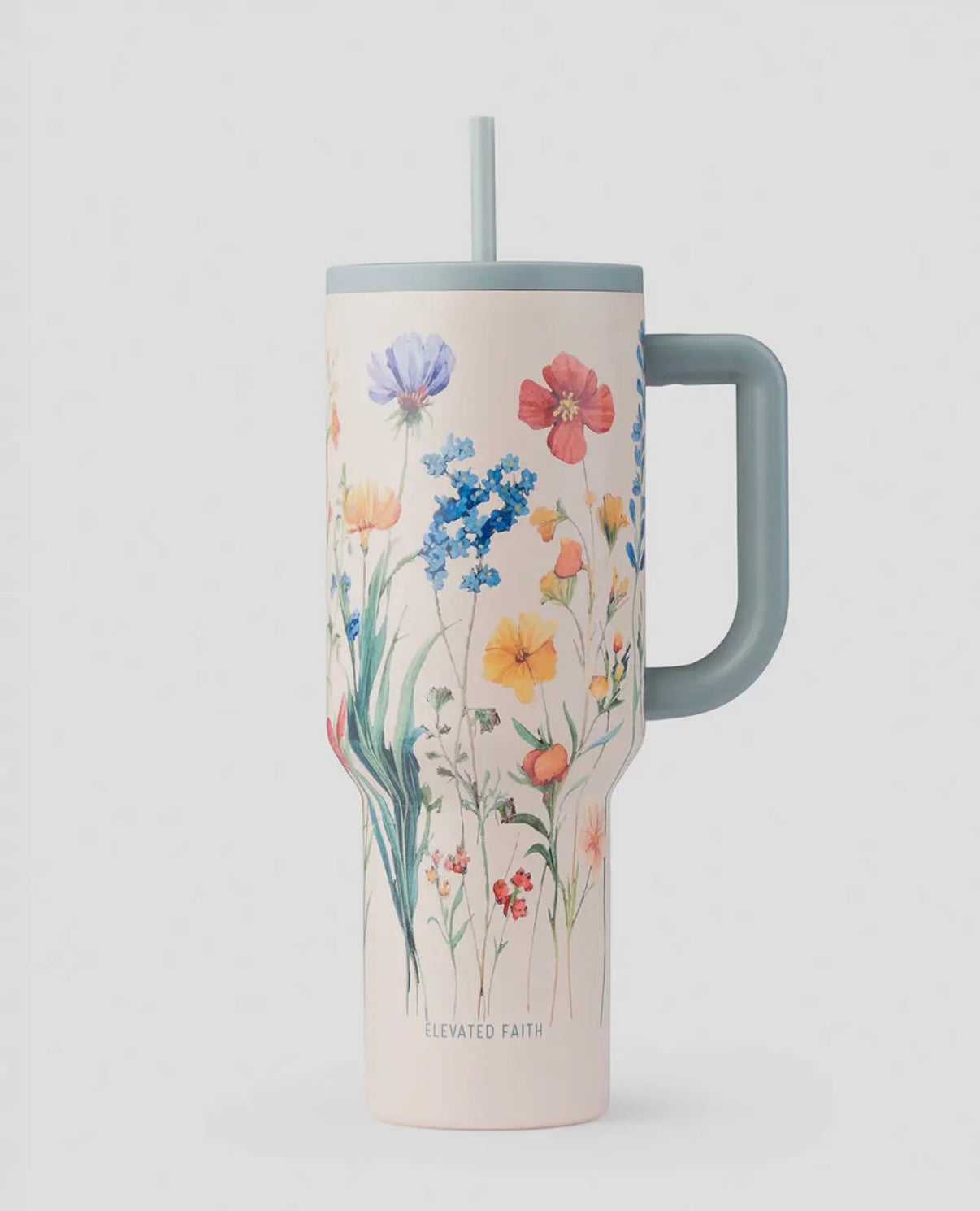 Floral green and cream tumbler
