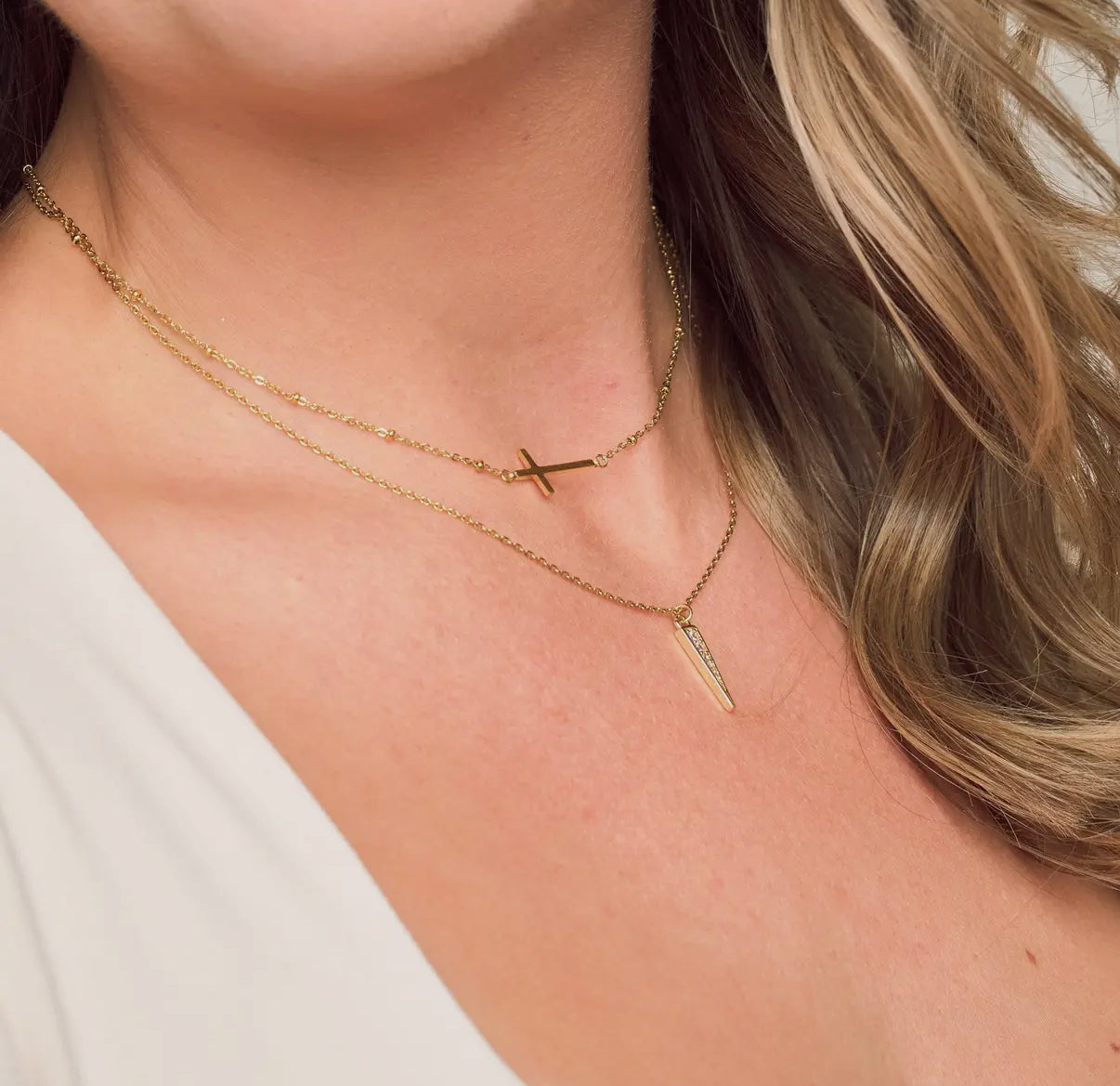 Waterproof gold cross necklace