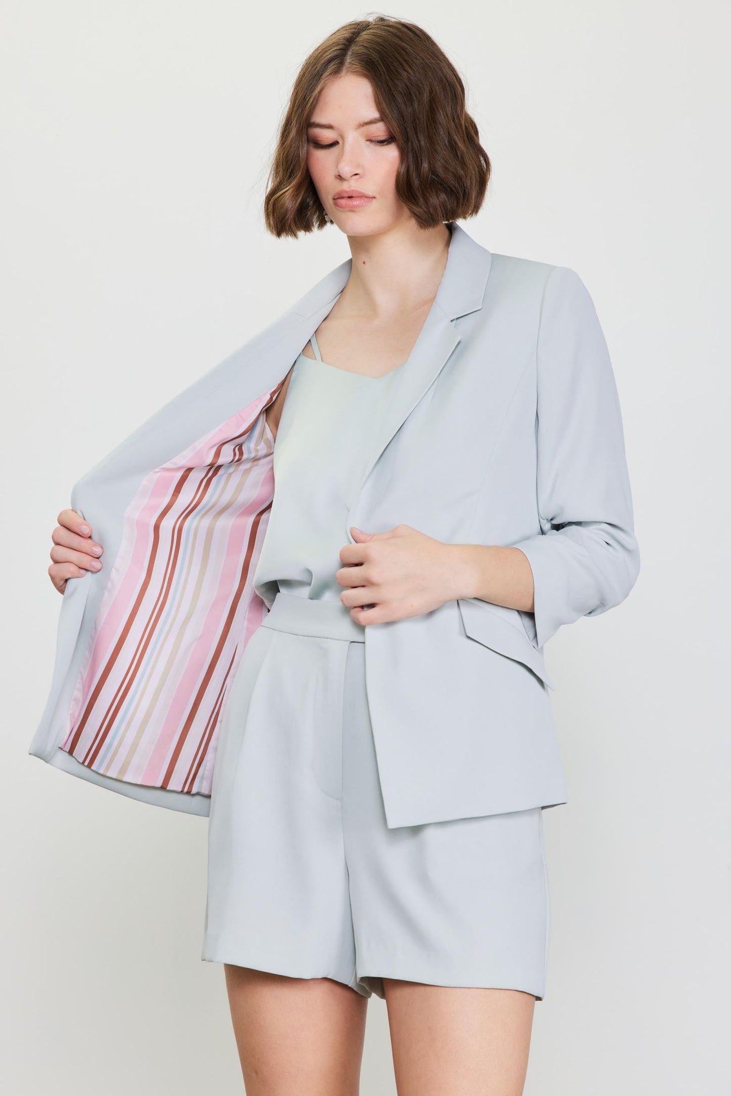 Dove Grey shirted sleeve blazer