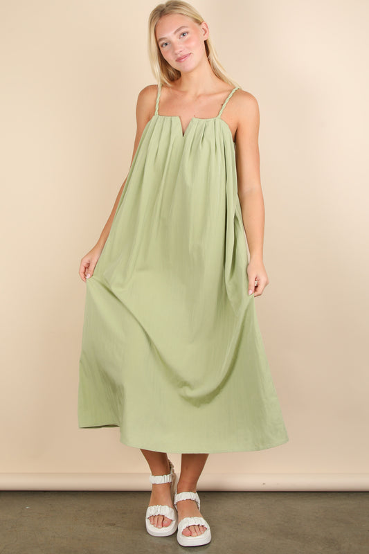 Sage green silky dress