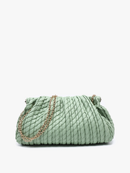 M2424 Sage Ruthie Ruched Woven Satchel w/ Chain