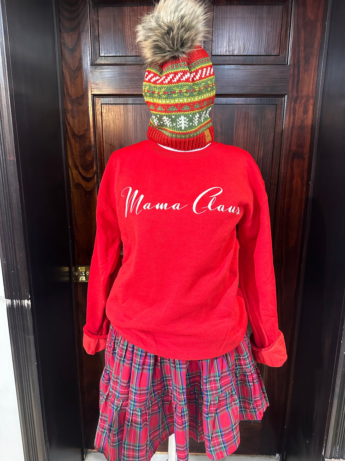 Red “Mama Claus” sweatshirt