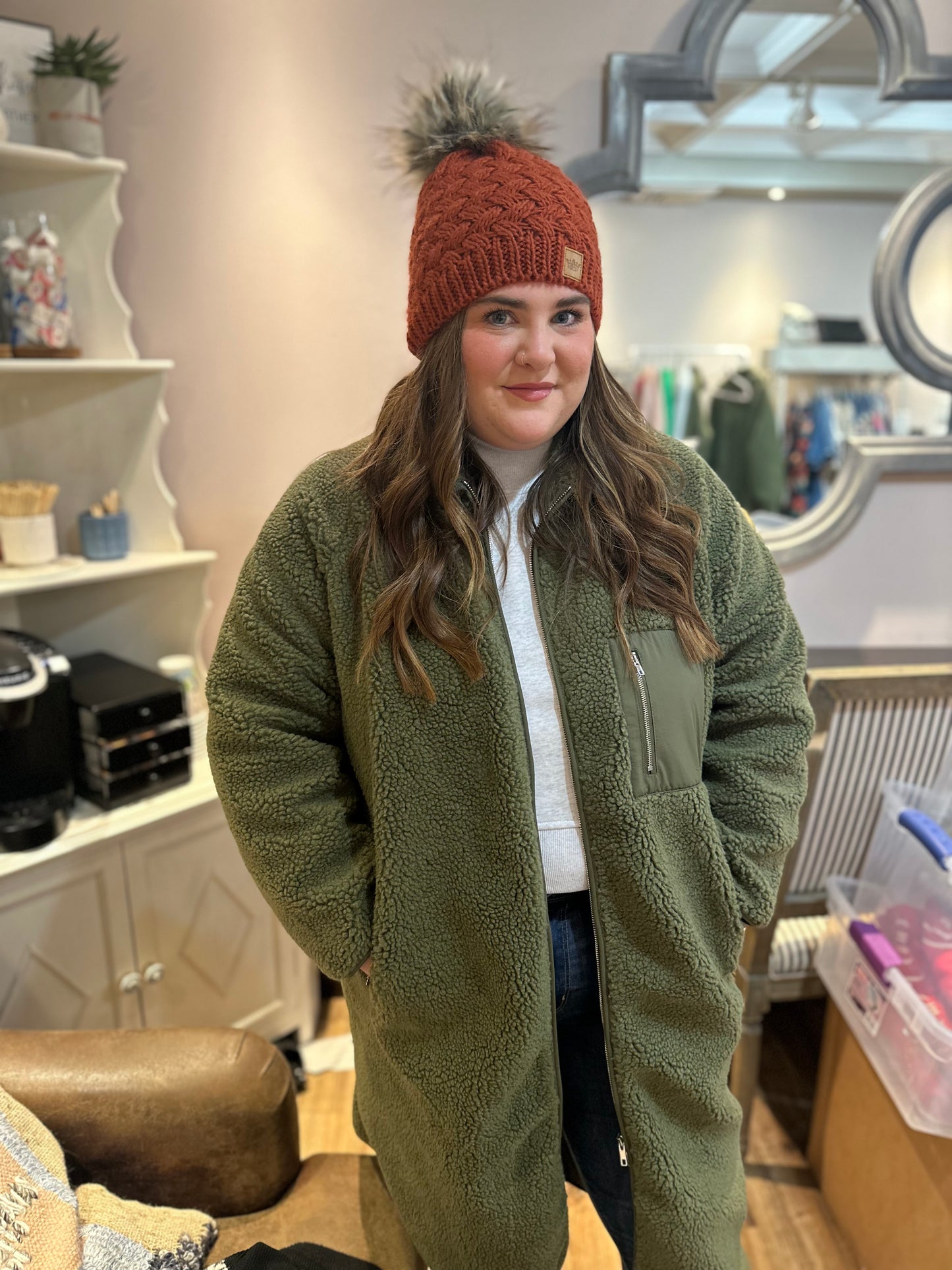 Olive green long coat
