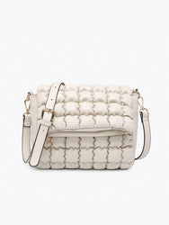 M2506 Greige Naomi Quilted Crossbody w/ Flapover Compartment