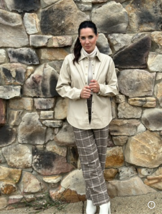 Cream Leather Jacket