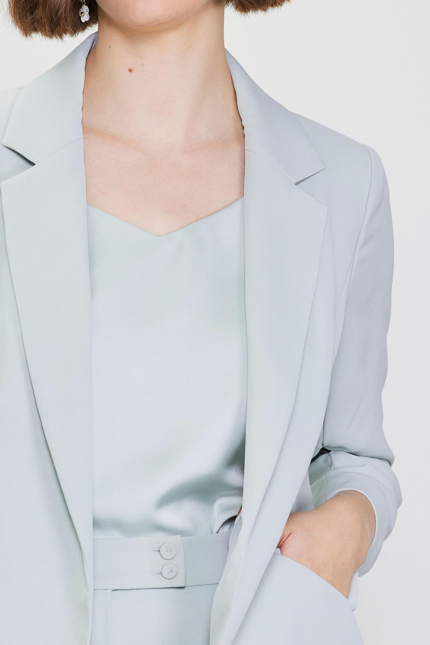 Dove Grey shirted sleeve blazer