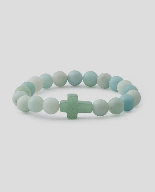 Amazonite cross bracelet