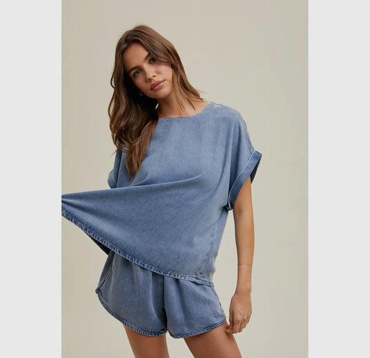 Denim short and t-shirt set