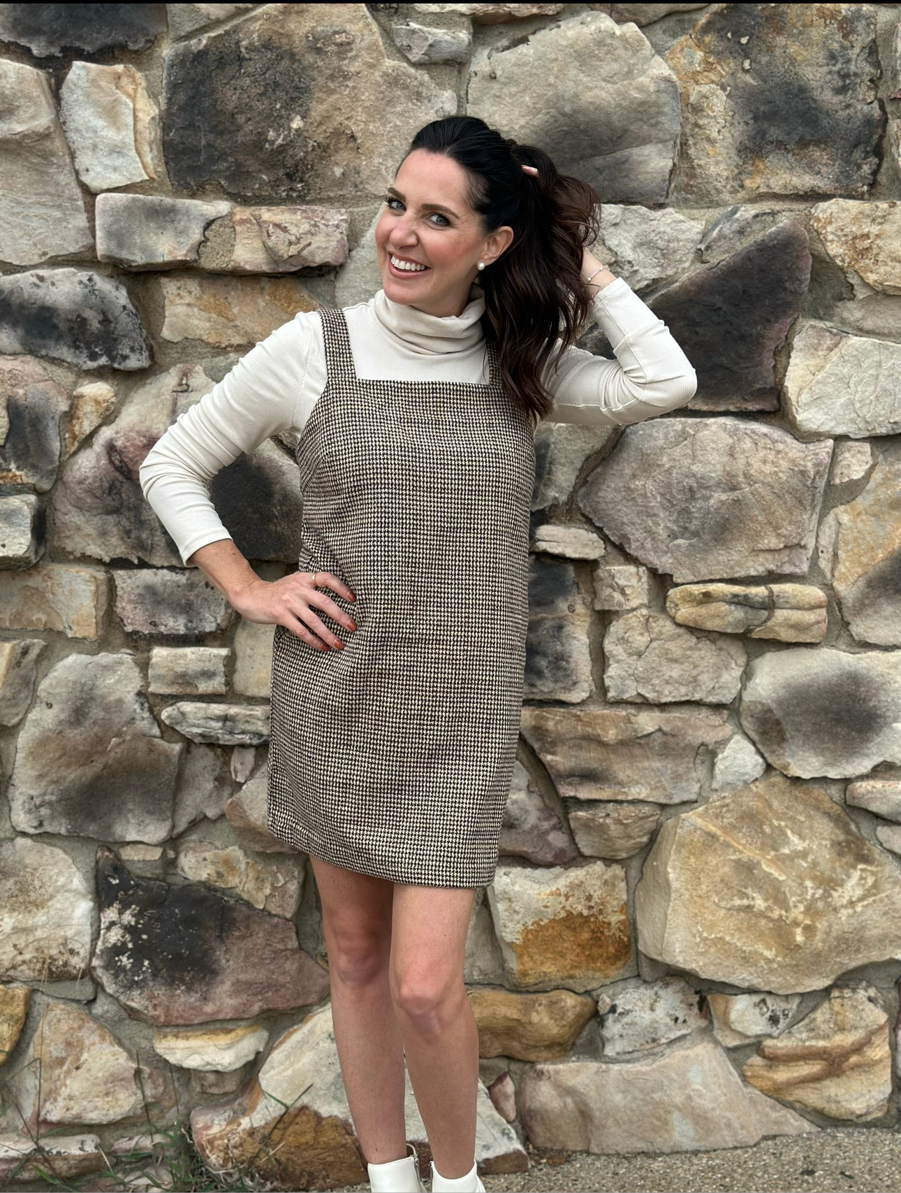 Brown and Tan Jumper Mini dress