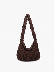 M2515 Espresso Rosemary Quilted Puffy Crossbody w/ Zip Closure