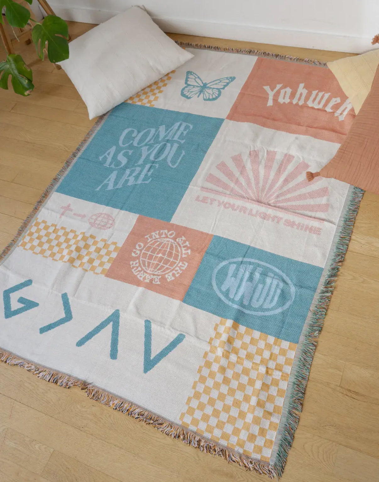 Patchwork throw blanket