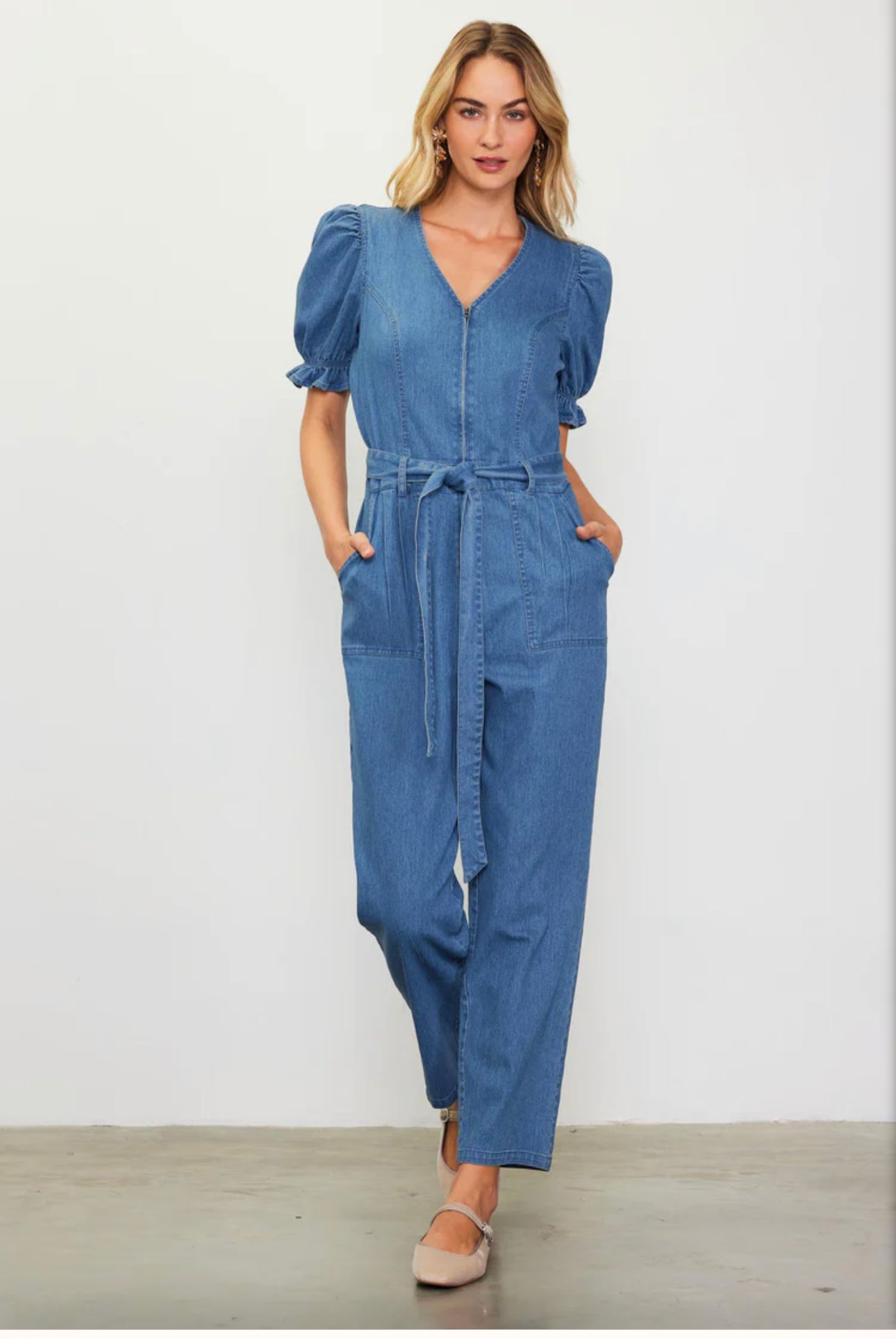 Light Washed Denim Jumpsuit