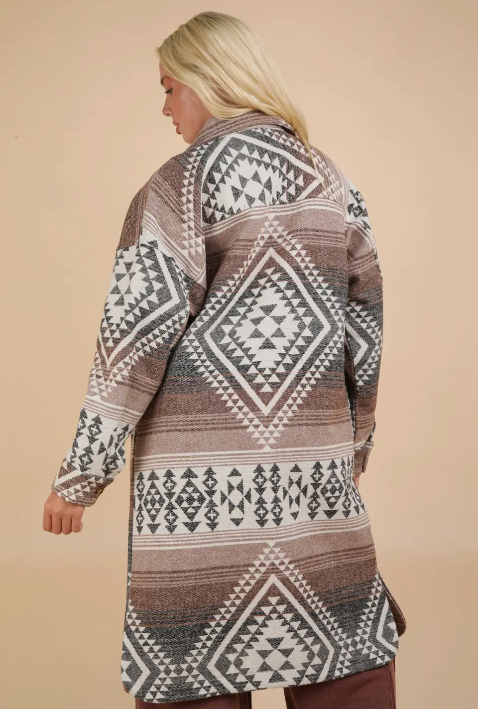 Aztec & Plaid Shacket: Curvy Sizes Available