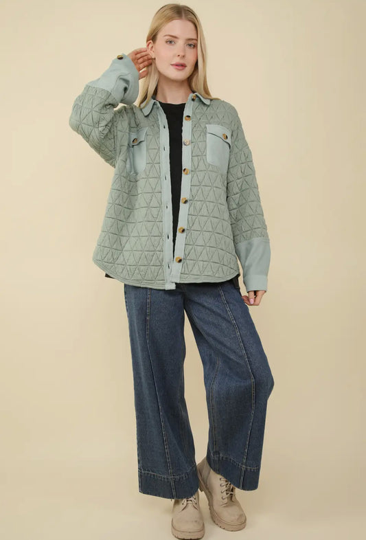 Oversized Quilted Cozy Shacket: Curvy Sizes Available