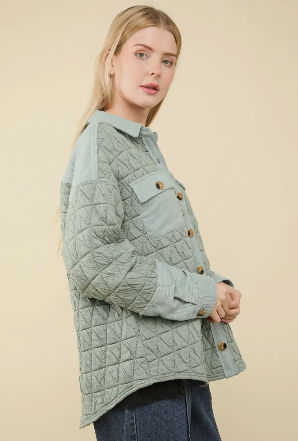 Oversized Quilted Cozy Shacket: Curvy Sizes Available
